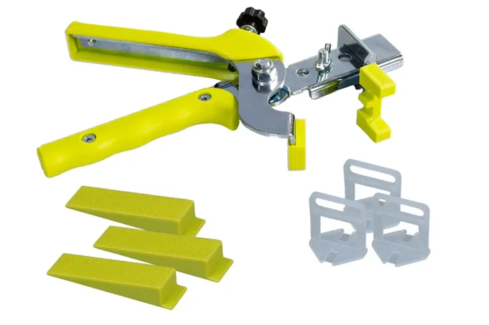 Nivelliersystem LS1 Starterset mit Keilen (250 Zuglaschen 1,5 mm, 250 Keile, 1 Metallzange)