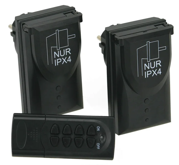 Outdoor Funksteckdosen Set mit Fernbedienung Garten Funk Steckdosen