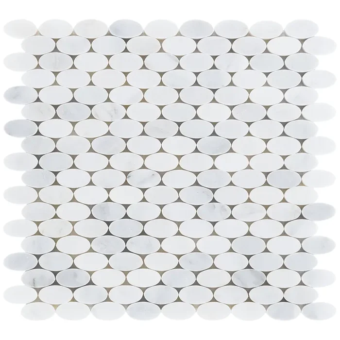Oval Weiß Mosaik – – 30×30