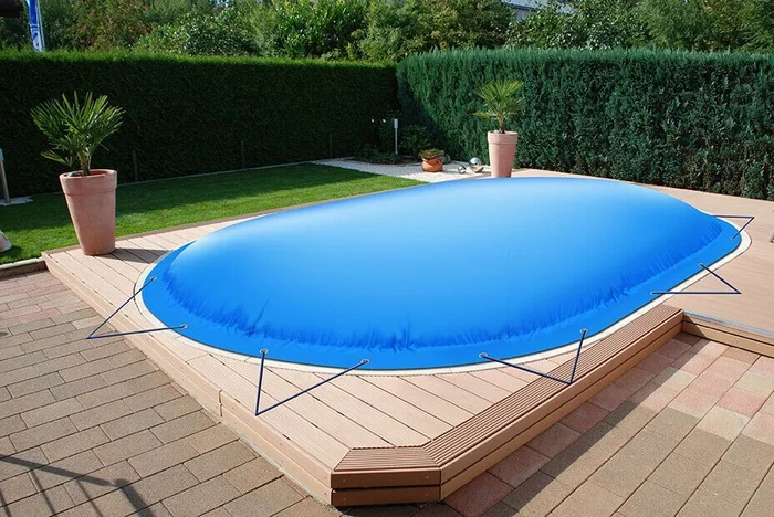 Ovale aufblasbare Poolabdeckung Poolplane aus LKW Plane 680 g/ m² (1360g/ m²)