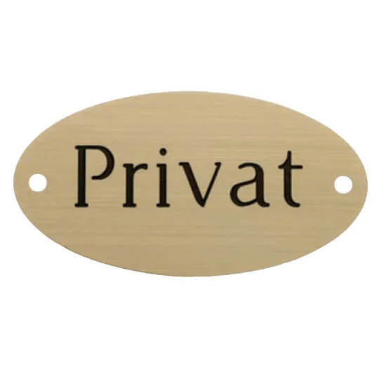 ovales Messingschild, 85 x 45 x 1,5 mm