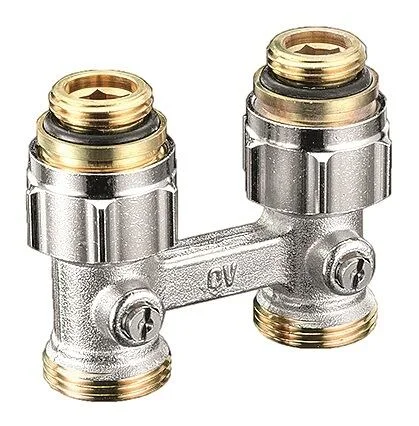 Oventrop Zweirohrhahnblock AG 1/2″ x AG 3/4″, Durchgangsform