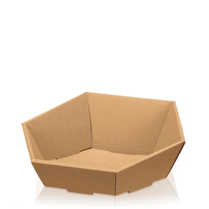 Präsentkorb 6 eckig Farbe natur gift basket 6 square