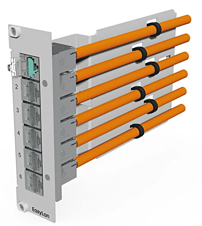 preLink/fixLink -Einschubmodul 6xRJ45, 7TE, für Modulträger