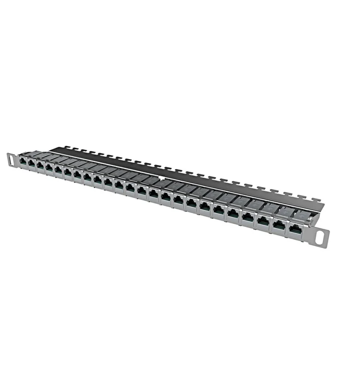 preLink/fixLink Leer-Panel 19″ 0,5HE 24xRJ45, Edelstahl