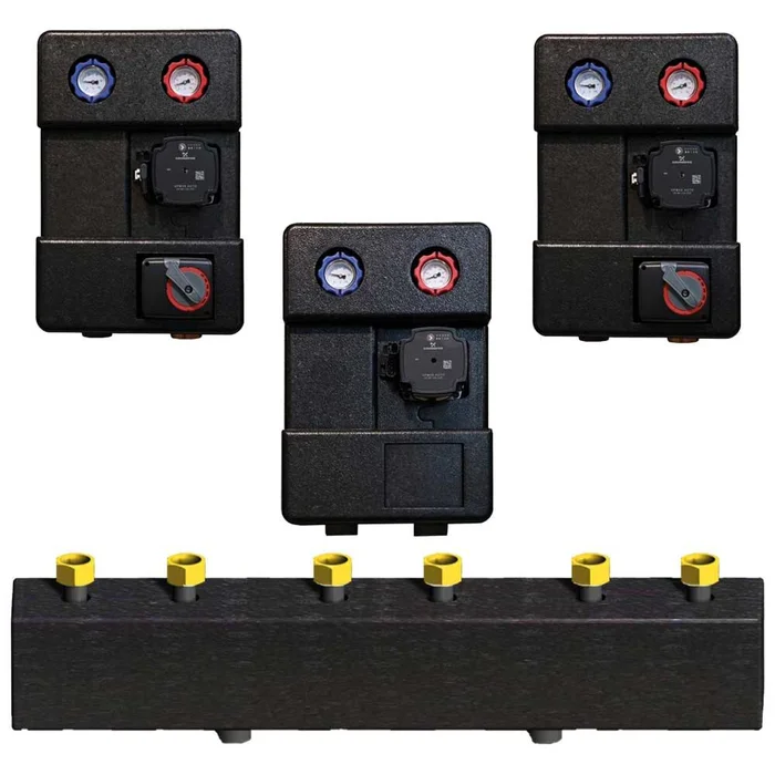 Pumpengruppe 2x gemischt, 1x ungemischt, mit 3-fach Verteiler