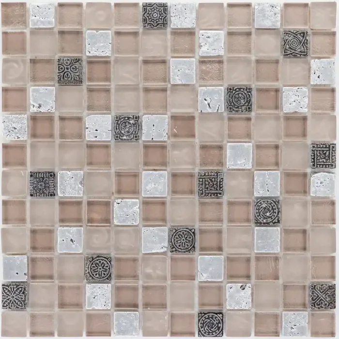 Relief Silber Glasmix Mosaik – – 30×30