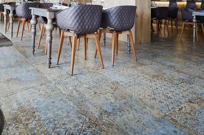 Retro Fliese Vintage Teppichoptik 100×100 cm „Carpet Vestige natural“ Dekorfliese Feinsteinzeug