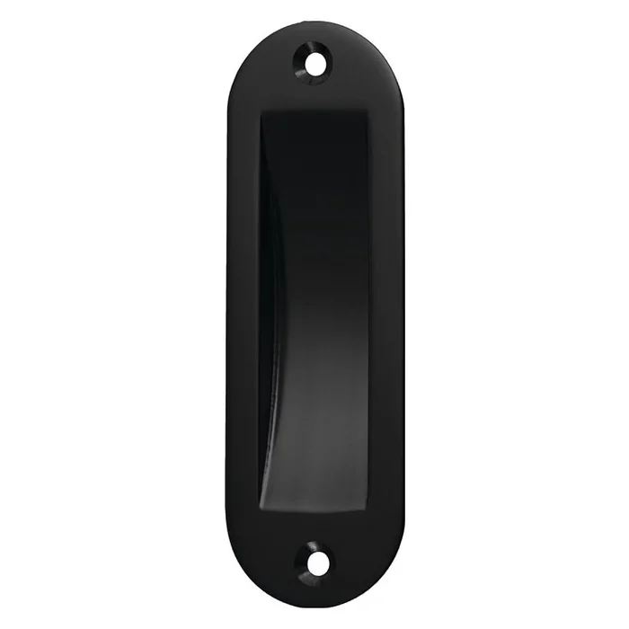 Schiebetürmuschel Aluminium schwarz pulverbeschichtet oval, Länge 120 mm