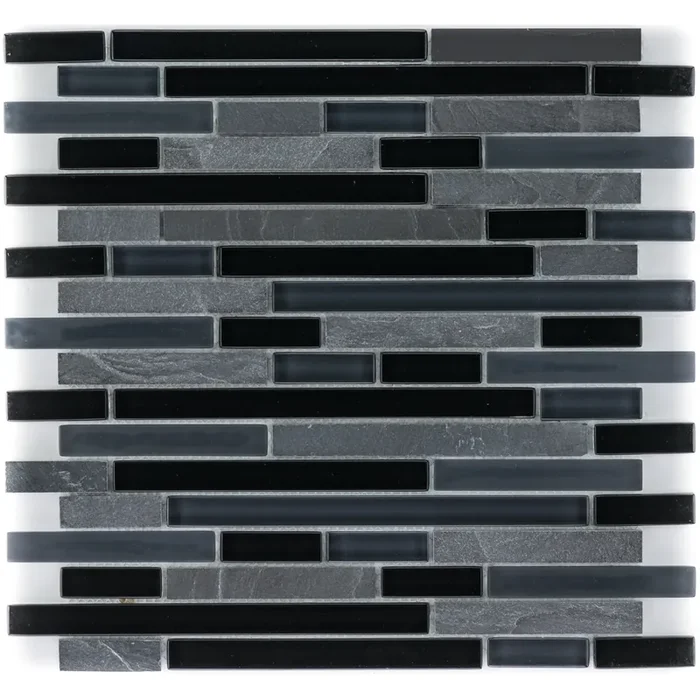 Schiefer Graphit Glasmix Schwarz Brick Mosaik – – 30×30