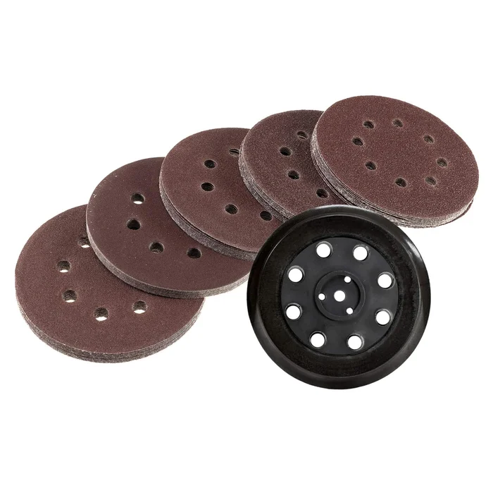 Schleifscheiben Sortiment 125mm 50 Blatt + Klett Schleifpapierteller Schleifteller für Bosch Skil