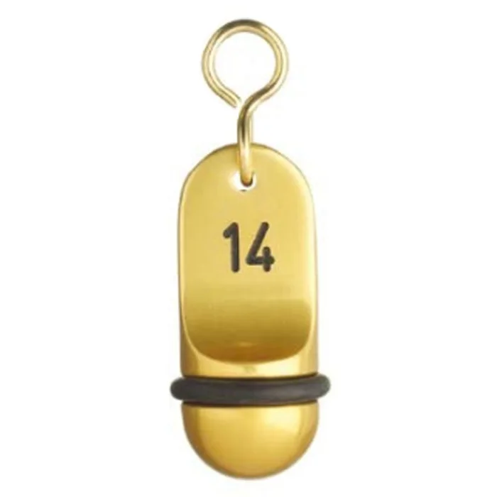 Schlüsselanhänger, gold eloxiert mit schwarzem Gummischonring