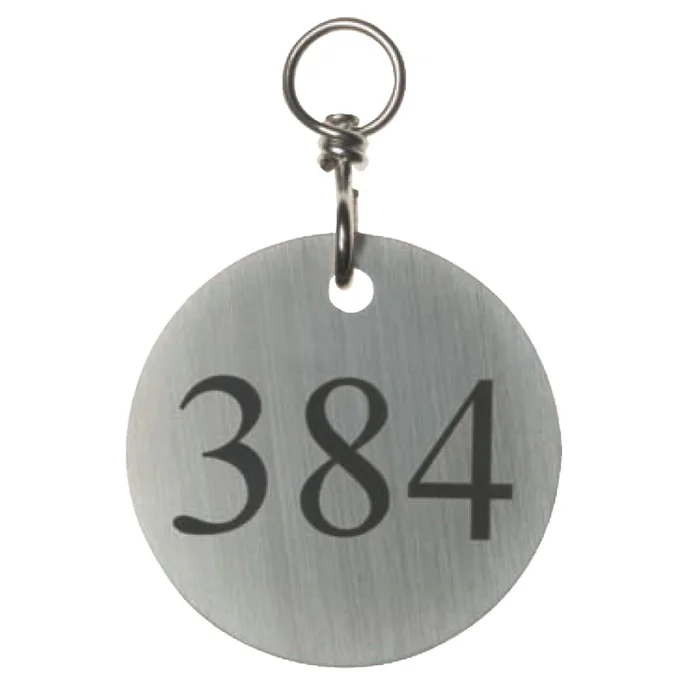 Schlüsselanhänger Zahlenmarke Edelstahl mit gravierten Zahlen oder Text, extragroß Ø 60 mm