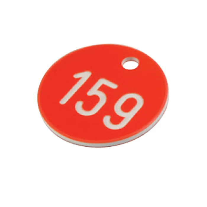 Schlüsselanhänger Zahlenmarken, Kunststoff, mit und ohne Bohrung