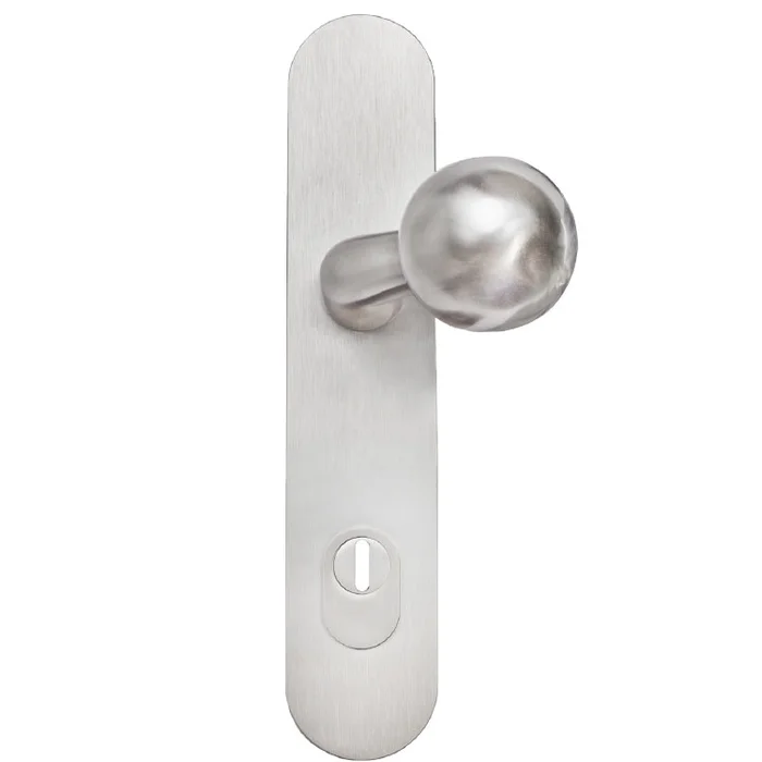 Schutzbeschlag Langschild mit Kernziehschutz oval zweifach mit M8 Schrauben verschraubt, 005/3350