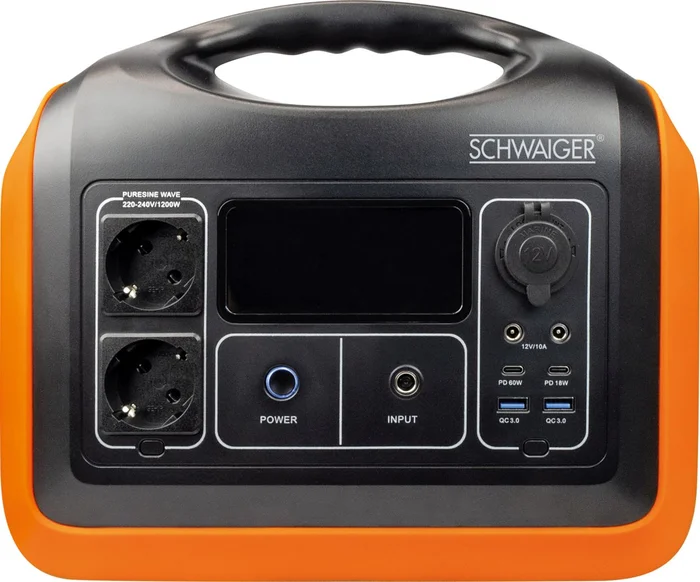 SCHWAIGER 1200W Power Station, Schwarz/Orange