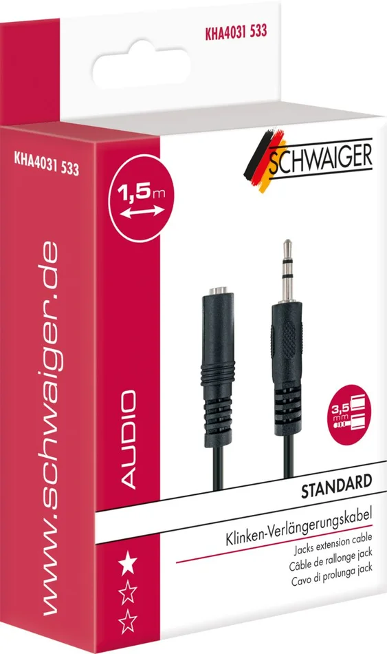 SCHWAIGER AUDIO Verlängerungskabel, 1,5 m, Schwarz