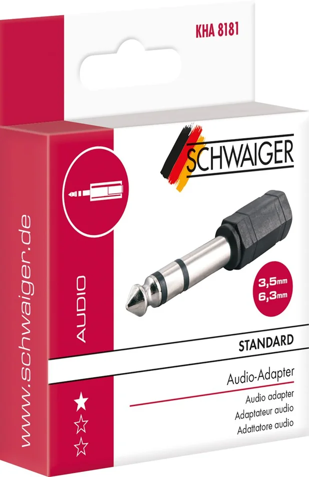 SCHWAIGER Kopfhöreradapter (Stereo), Schwarz