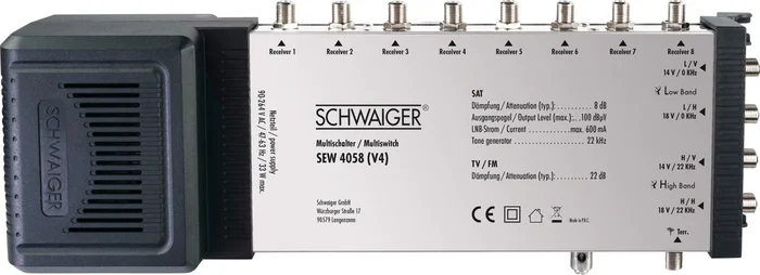 SCHWAIGER SAT Multischalter 5 – 8, Schwarz/Silber