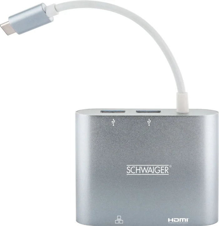 SCHWAIGER USB 3.1 Multiport Adapter, Silber/Weiß