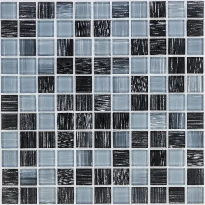 Schwarz Grau Gestreift Mosaik – – 30×30
