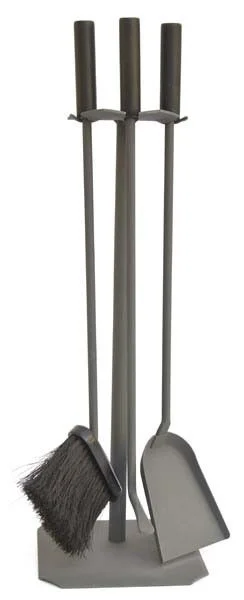 SE-Kaminbesteck 21.02.243.2 3 teilig anthrazit mit schwarzen Holzgriffen