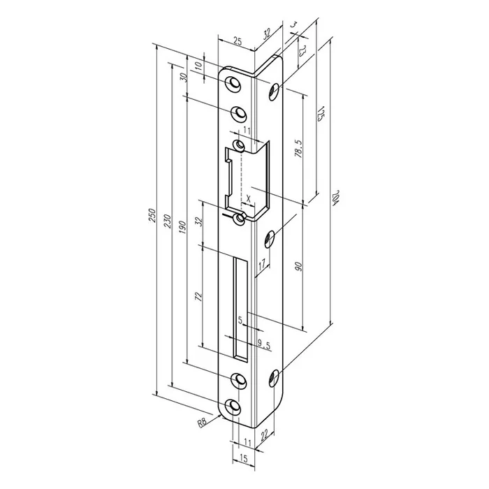 Sicherheits – Winkelschließblech 069, Schenkelbreite 25/32 mm