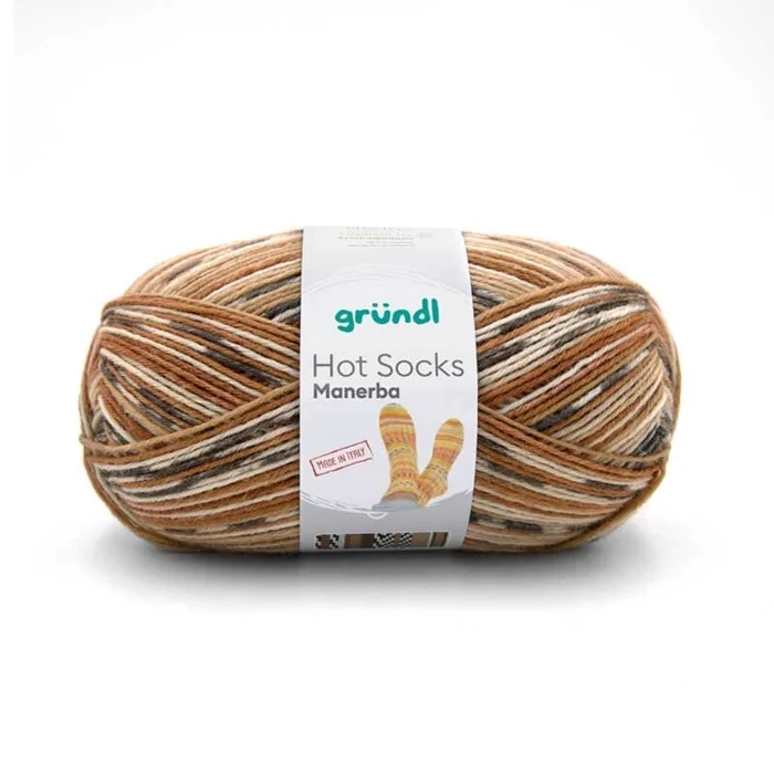 Sockenwolle Hot Socks Manerba, 4-fach (ockerbraun-beige-graubraun-natur)