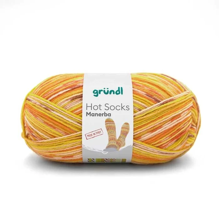 Sockenwolle Hot Socks Manerba, 4-fach (orange-gelb-natur)