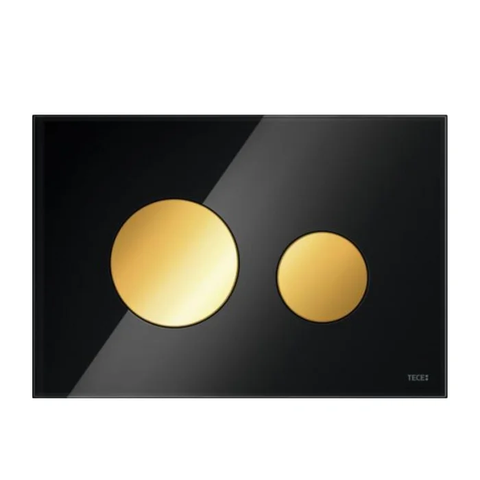 Spülknopf Tece Loop (Glas) Schwarzes Glas Goldknöpfe