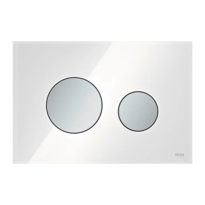 Spülknopf Tece Loop (Glas) Weißes Glas Tasten aus mattem Chrom