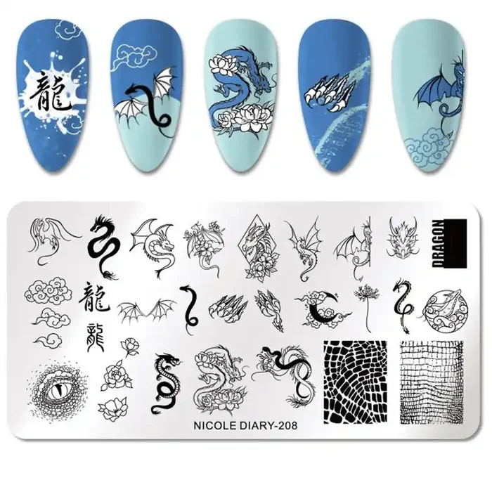 Stamping Schablone ND208 Dragon