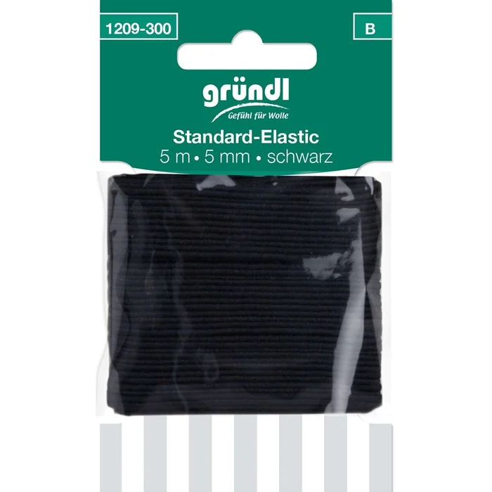 Standard-Elastic Gummiband, 5 mm x 5 m, sw (schwarz)