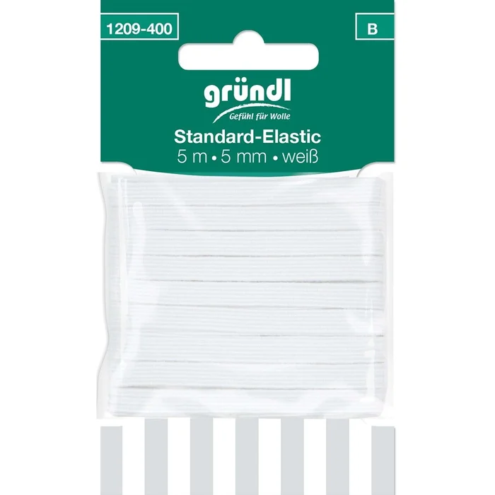 Standard-Elastic Gummiband, 5 mm x 5 m, ws (weiß)