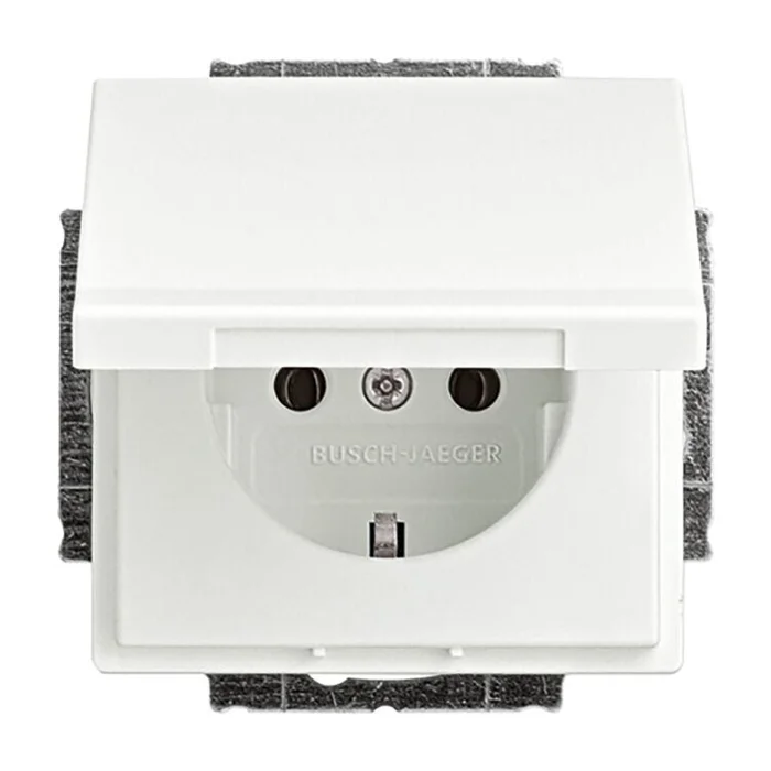 Steckdose mit Klappdeckel div. Flächenprogramme, studioweiß matt