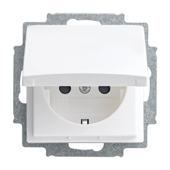 Steckdose mit Klappdeckel+Kinderschutz Balance SI alpinweiß