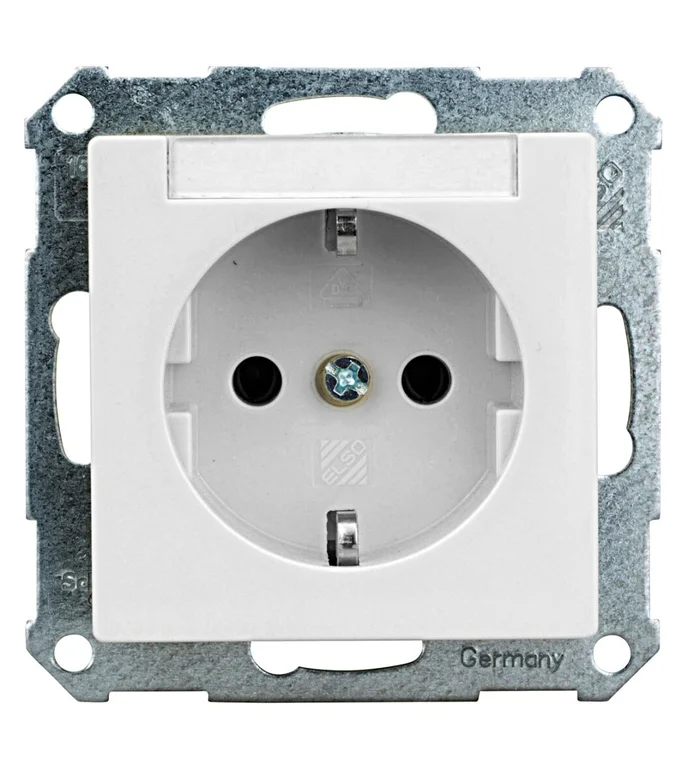 Steckdose mit Schriftfeld, weiß