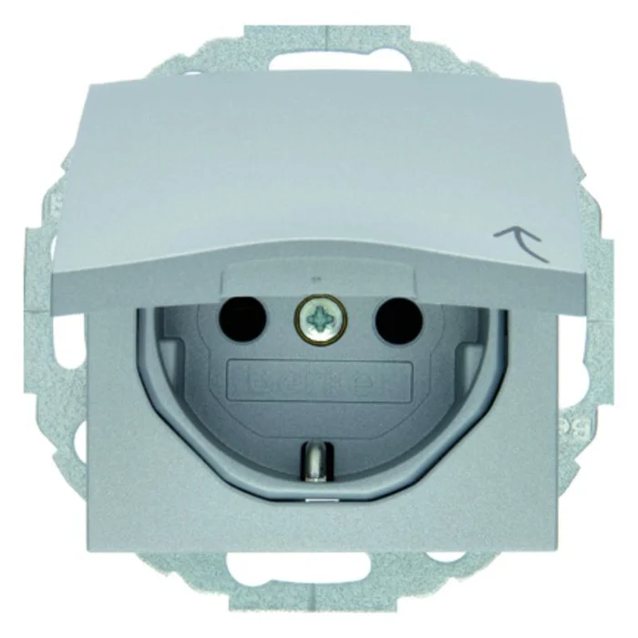 Steckdose SCHUKO mit Klappdeckel mit erh öhtem Berührungsschutz B.7 alu, matt