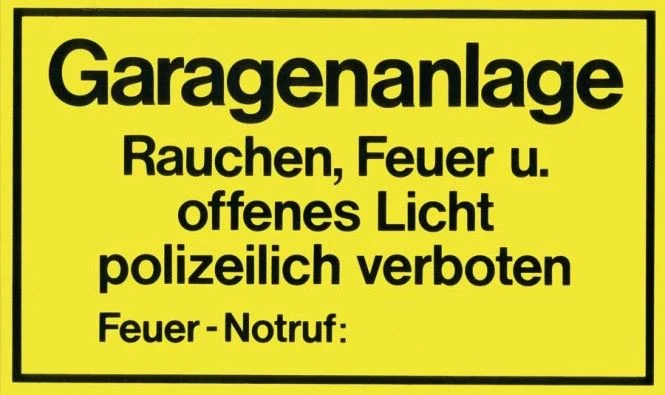 Strobel Kunstoffschild 250 x 150 mm Garagenanlage Rauchen, Feuer und …
