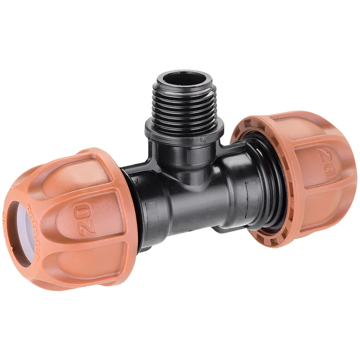 T-Stück für PE-Rohre mit 1/2″ AG