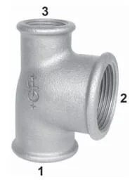 T-Stück reduziert Nr. 130, IG 3/4″ x 1/2″ x 1/2″, verzinkt