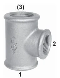 T-Stück reduziert Nr. 130, IG 3/4″ x 1/2″ x 3/4″, verzinkt