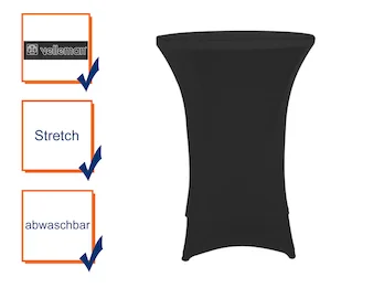Toolland Hochwertige und pflegeleichte Stehtischhusse in schwarz – Tischhusse