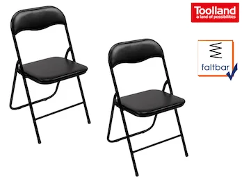 Toolland Klappstuhlset schwarz gepolstert, faltbarer Stuhl, Campingstuhl, Terrassenmöbel