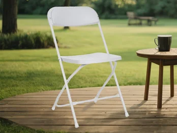 Toolland Robuster Klappstuhl weiß, faltbarer Stuhl, Campingstuhl, Terrassenmöbel