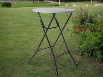 Toolland Stabiler weißer Stehtisch Ø 80 cm zum Klappen, Kunststoff mit Stahlgestell