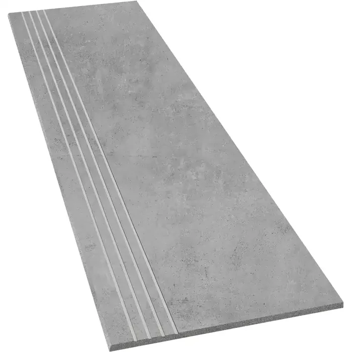 Trittstufe Betonstyle Grau Feinsteinzeug glasiert, matt rektifiziert 30x120x0,9