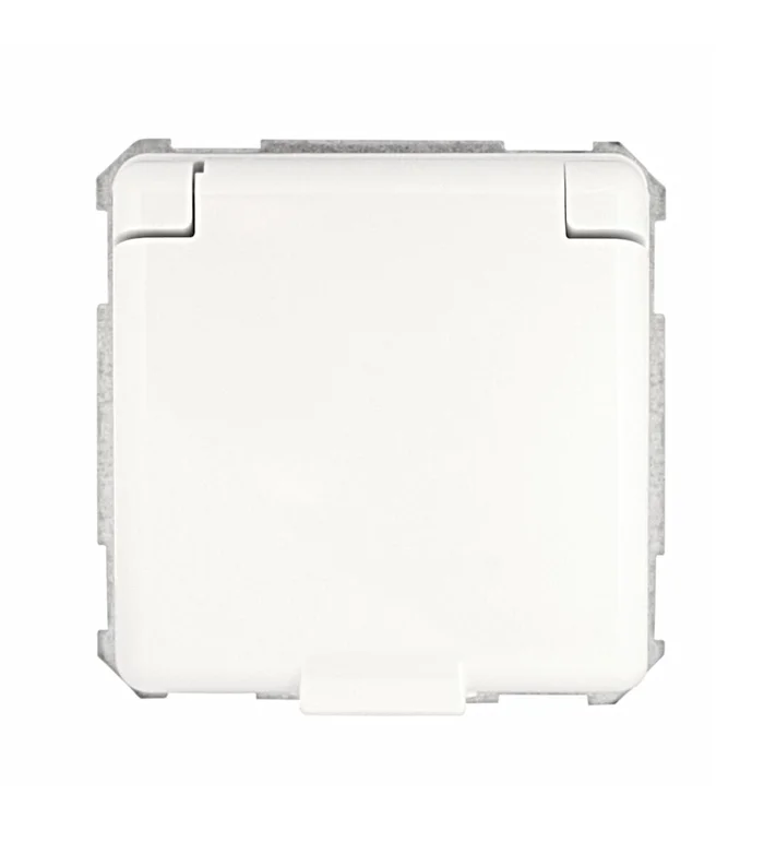 UP-Steckdoseneinsatz mit Klappdeckel, Schraubklemmen, rw