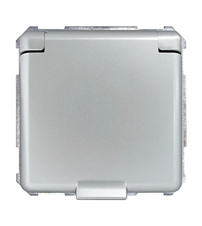 UP-Steckdoseneinsatz mit Klappdeckel, Steckklemmen, Edelstah