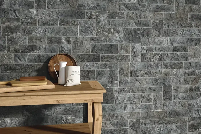 Verblender-Fliese 3D-Schieferoptik anthrazit grau „Maestrat Dark“ Wandverkleidung für innen & außen
